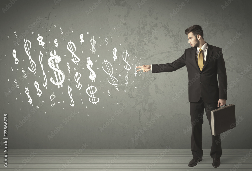Young business people with hand drawn dollar signs Young business people with hand drawn dollar signs