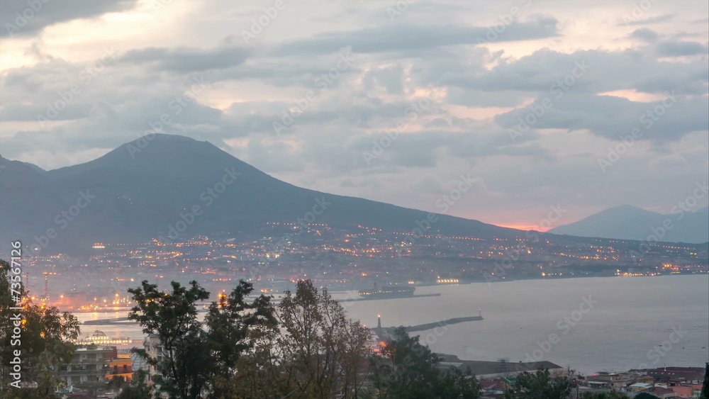 Naples with Mount Vesuvius in the Sunrise Timelapse Naples with Mount Vesuvius in the Sunrise Timelapse