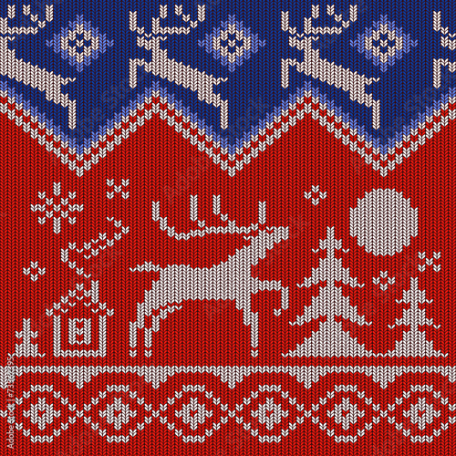 Knitted Norwegian Background with a Deer