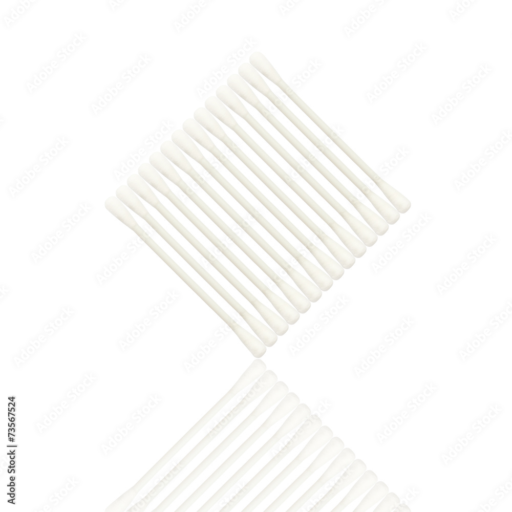 Abstract of Cotton buds isolated on white background Abstract of Cotton buds isolated on white background