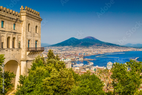 Tela City of Naples with Mt Vesuvius, Campania, Italy