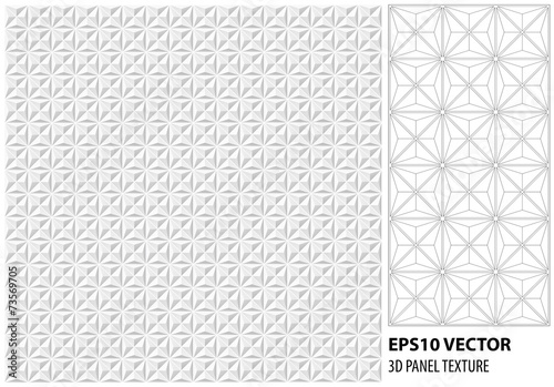 Abstract white geometric 3d panel. Vector seamless texture