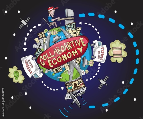 World collaborative economy illustration