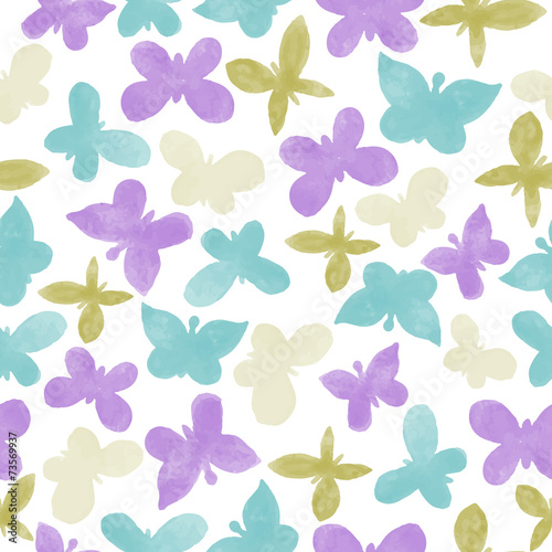 watercolor seamless pattern with butterflies