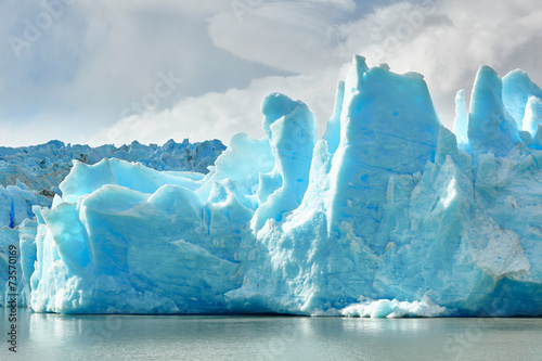 Blue icebergs at Grey Glacier in Torres del Paine