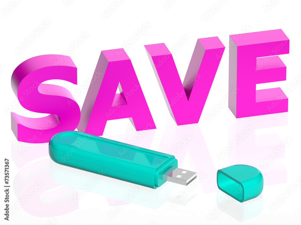 Illustration of a USB with save text Illustration of a USB with save text