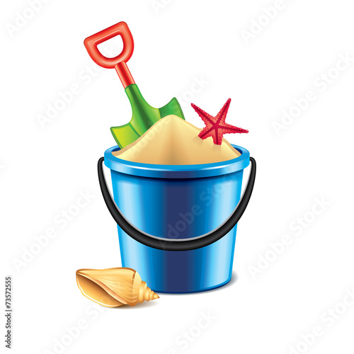 Toy bucket and spade isolated on white vector