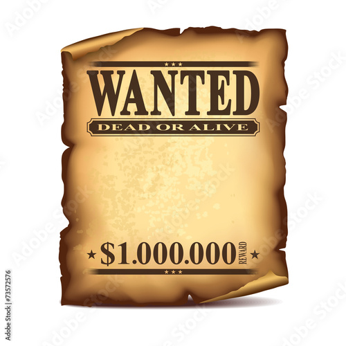 Wintage wanted poster isolated on white vector
