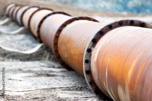 Close-up of a corroded pipeline