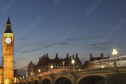 Big Ben and Westminster Bridge at sunset