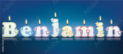 BENJAMIN written with burning candles