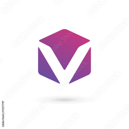 Letter V cube logo icon design template elements