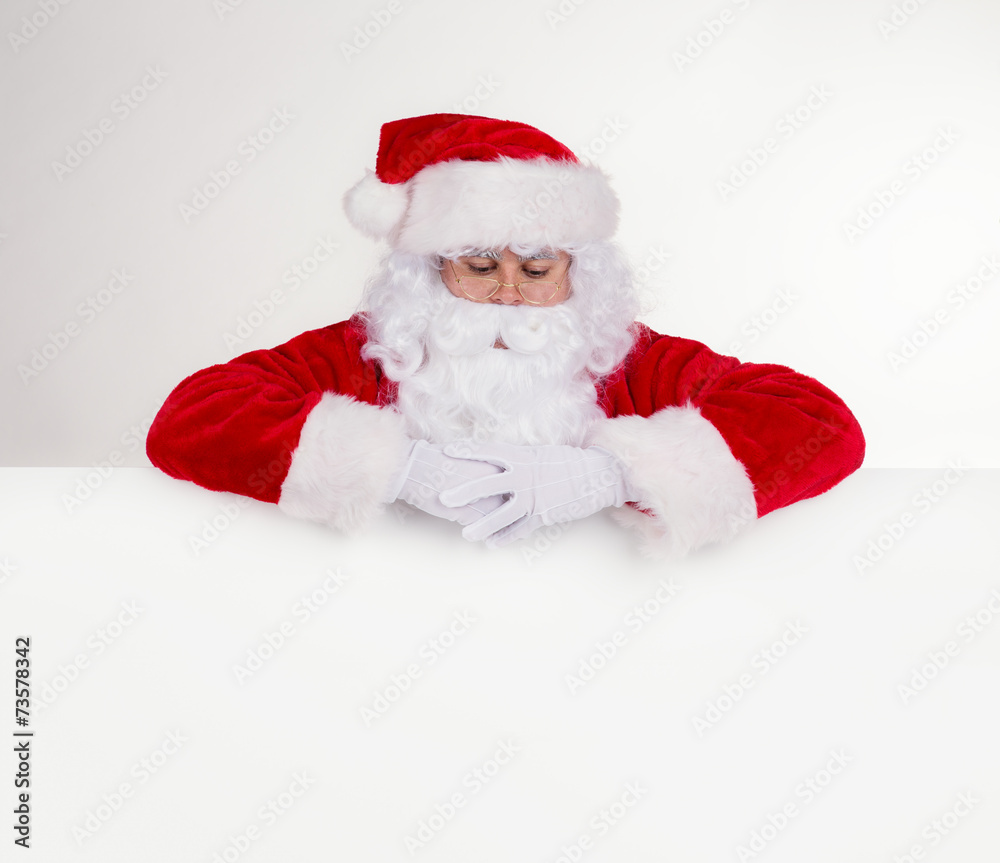 Santa Claus with blank board for text Santa Claus with blank board for text