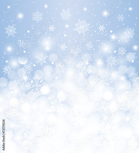 Winter background  blurred, white & red, with snowfall and copy 