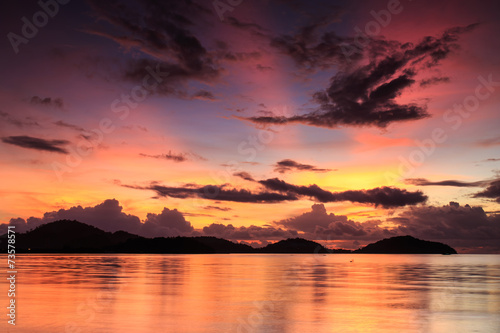 Sunrise with silhouette of mountain in Phuket, Thailand