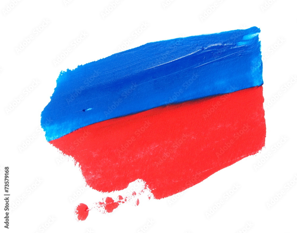 Fototapeta premium photo red, blue grunge brush strokes oil paint isolated on white