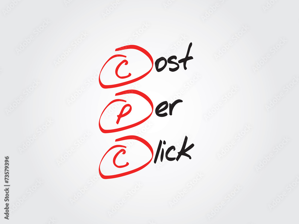 Hand drawn Cost Per Click vector concept, chart, diagram