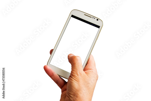 Hand mit weißem Smartphone - Hand with white smartphone
