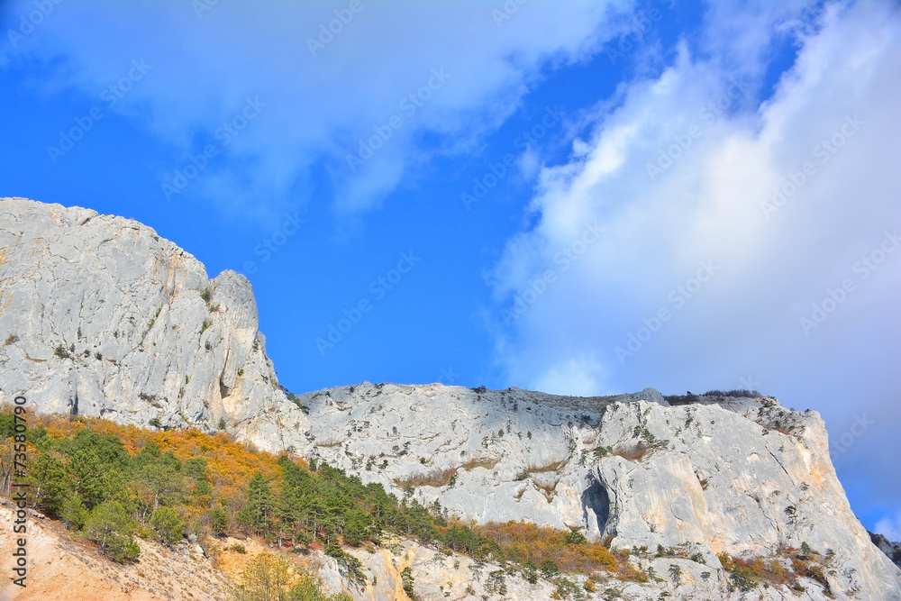 The blue sky and mountains