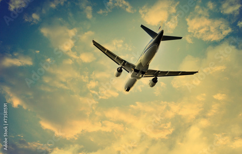 Airplane and dramatic sky