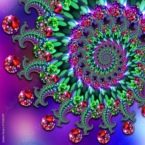 Purple and Green Bokeh Fractal Pattern