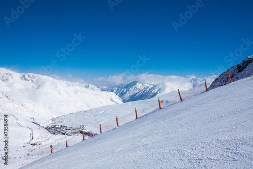 Ski piste for ski in mountains