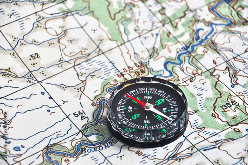The compass on map. © sergunt