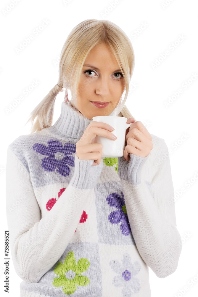 Attractive girl with cup of coffee Attractive girl with cup of coffee