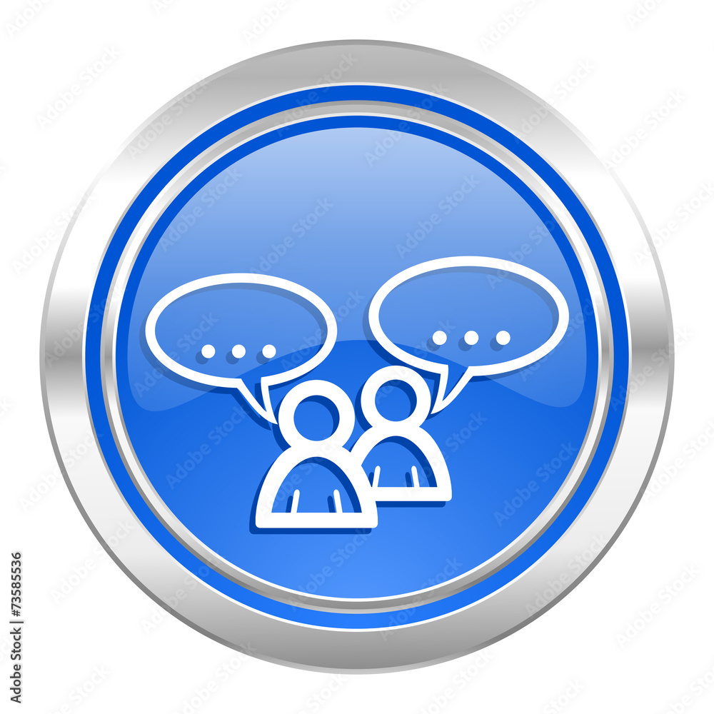 forum icon, blue button, chat symbol, bubble sign forum icon, blue button, chat symbol, bubble sign