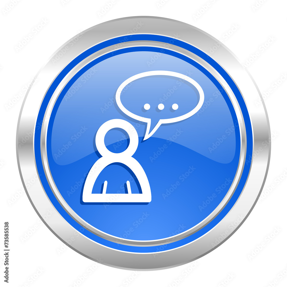 forum icon, blue button, chat symbol, bubble sign forum icon, blue button, chat symbol, bubble sign