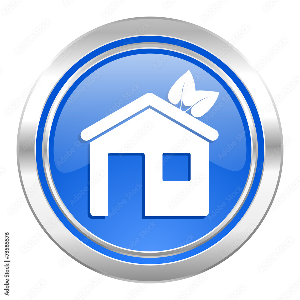 house icon, blue button, ecological home symbol house icon, blue button, ecological home symbol