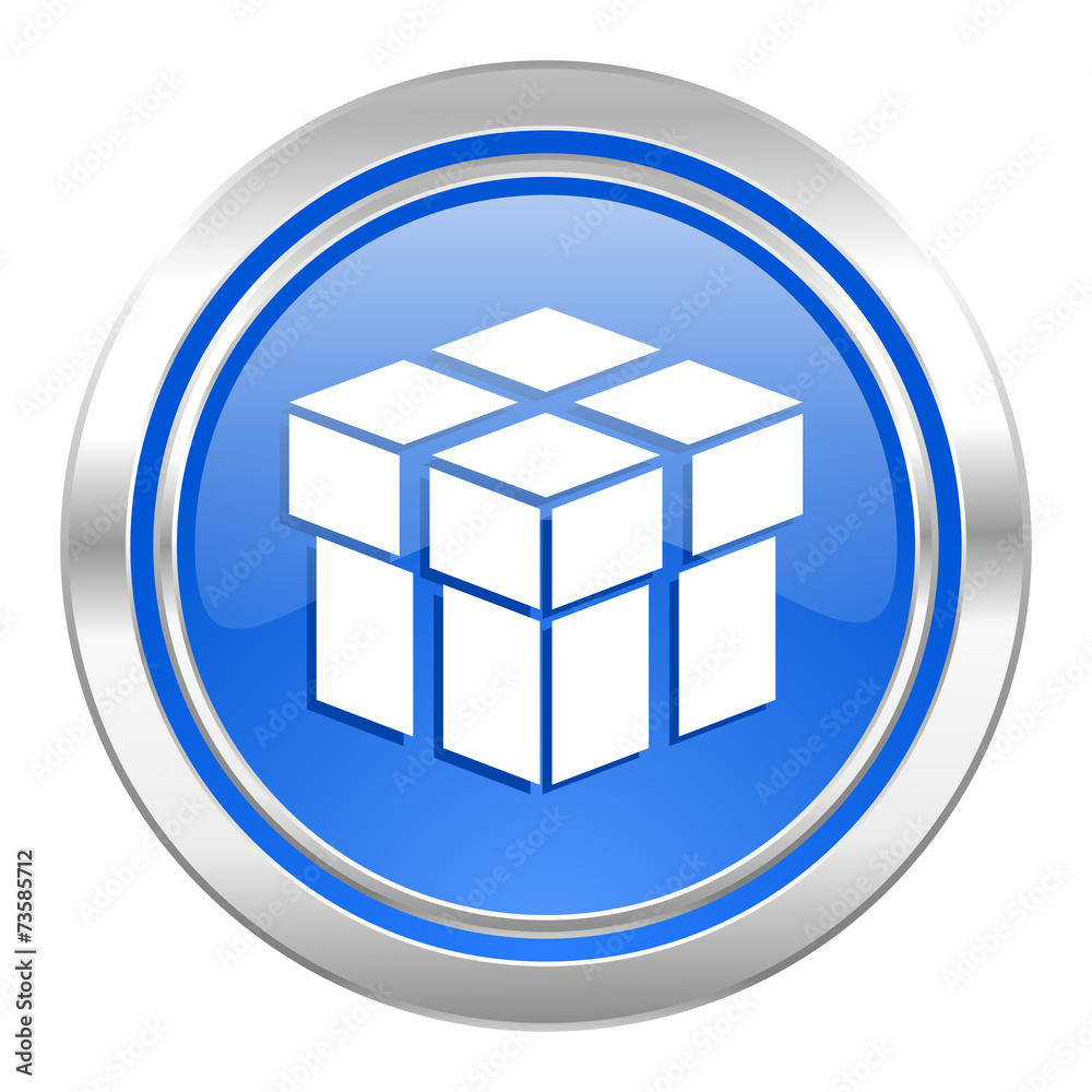 box icon, blue button