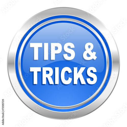 tips tricks icon, blue button