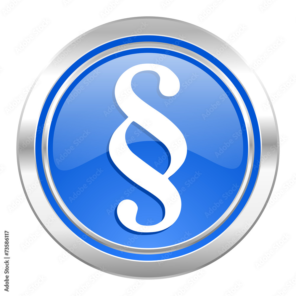paragraph icon, blue button, law sign paragraph icon, blue button, law sign