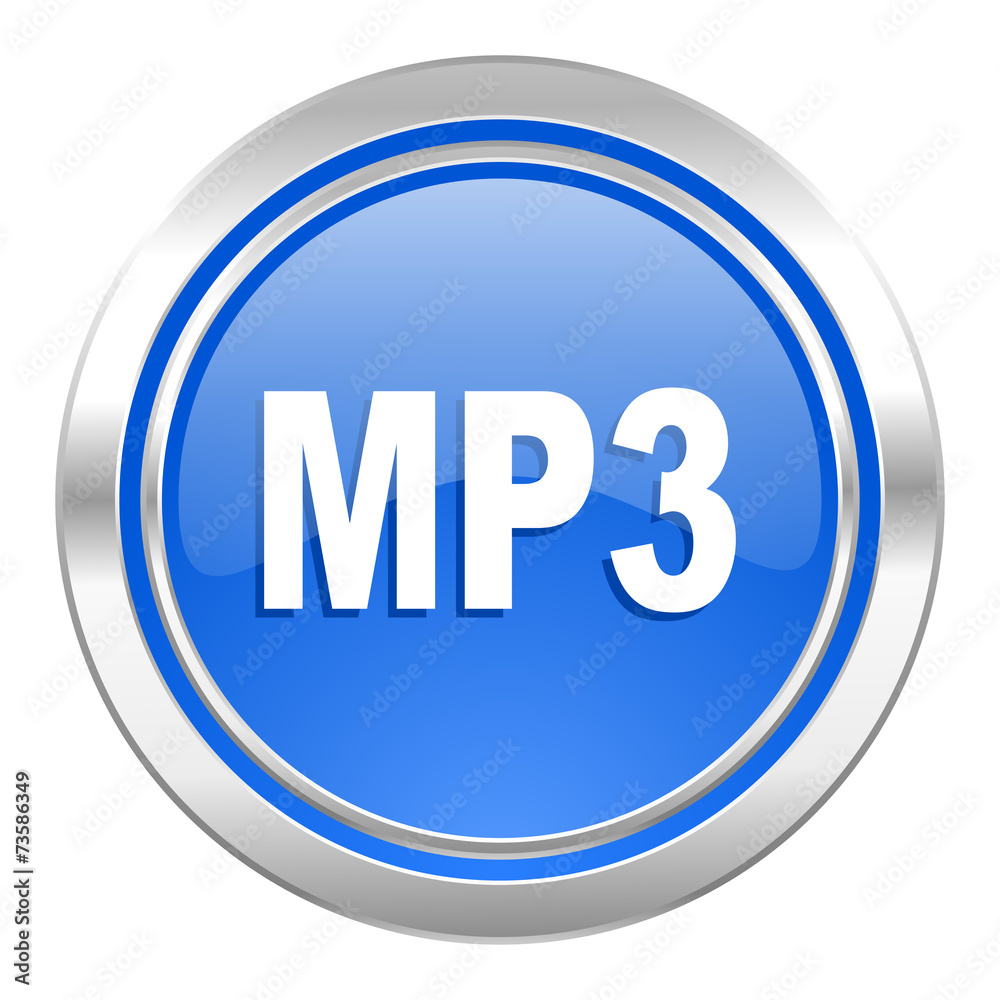 mp3 icon, blue button mp3 icon, blue button