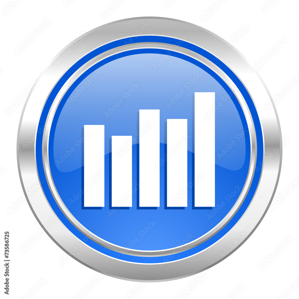 graph icon, blue button, bar graph sign graph icon, blue button, bar graph sign