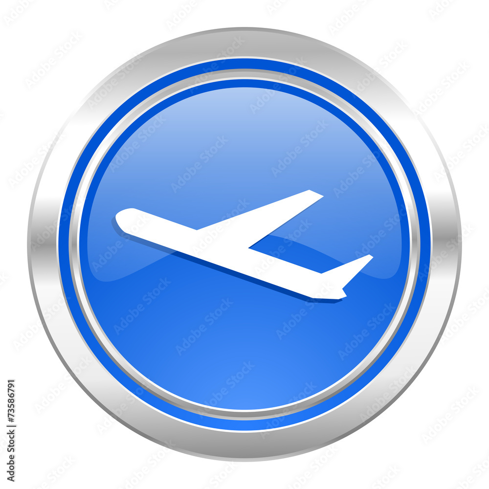 deparures icon, blue button, plane sign