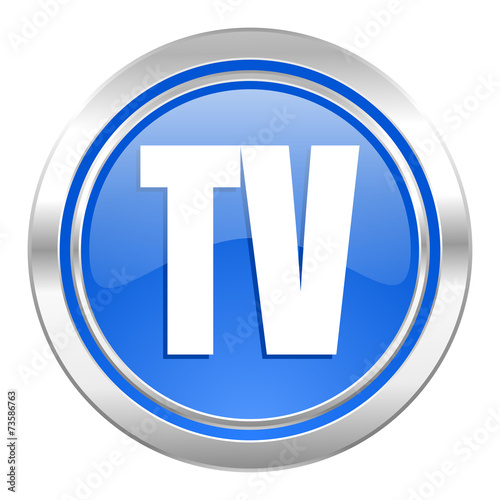 tv icon, blue button, television sign