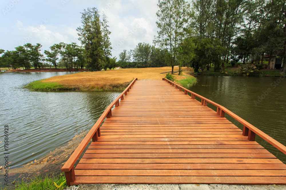 Fototapeta premium Wood bridge at the lake