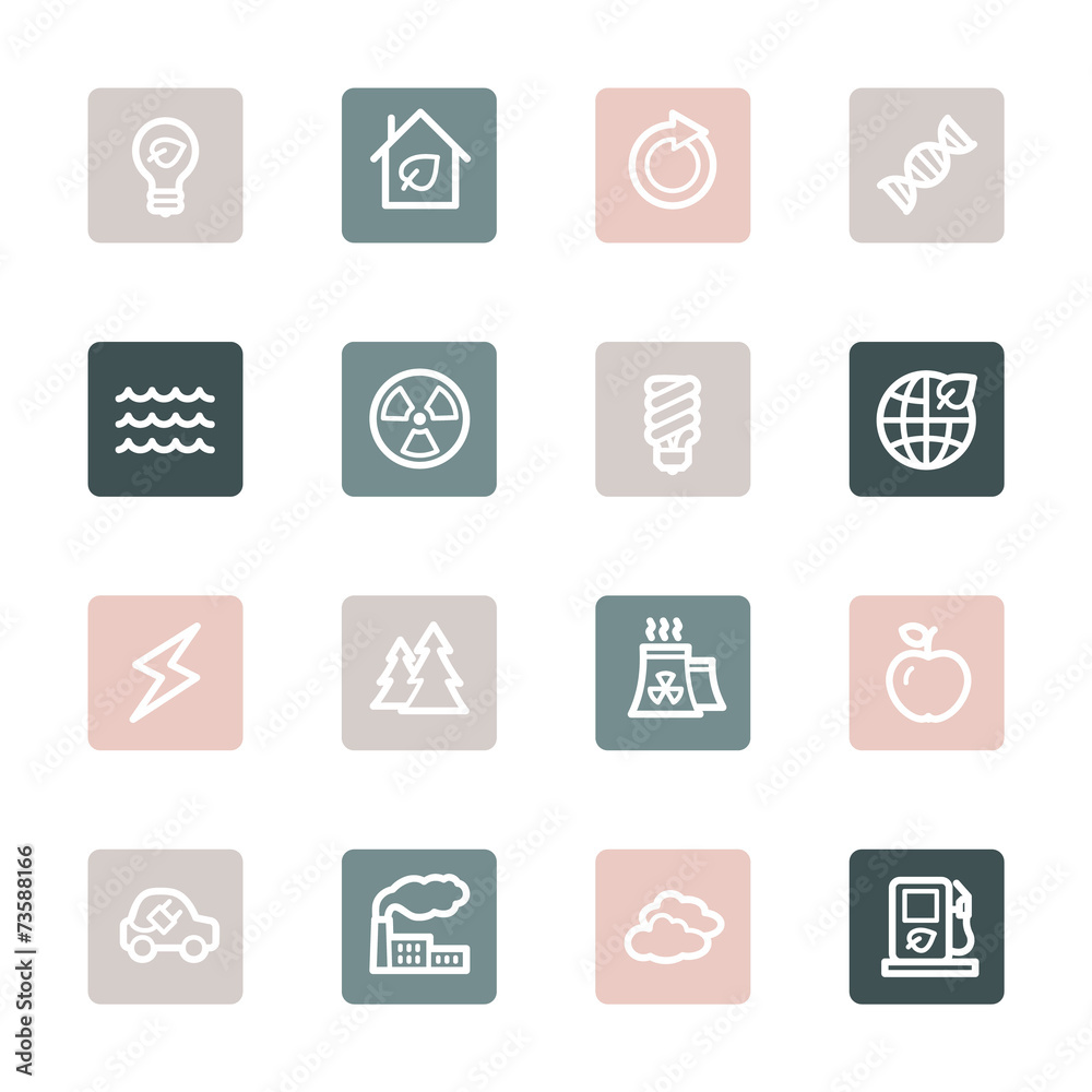 Green ecology web icons set Green ecology web icons set