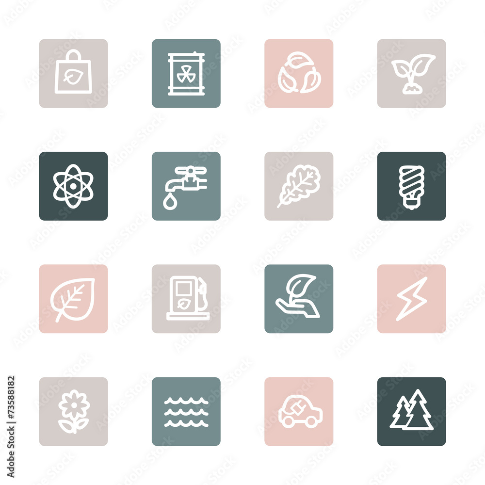 Green ecology web icons set Green ecology web icons set