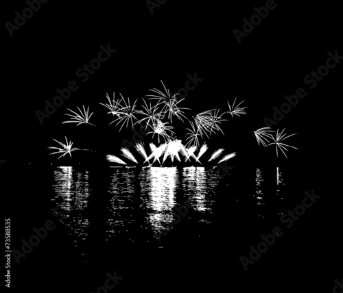 Fireworks with reflection on lake