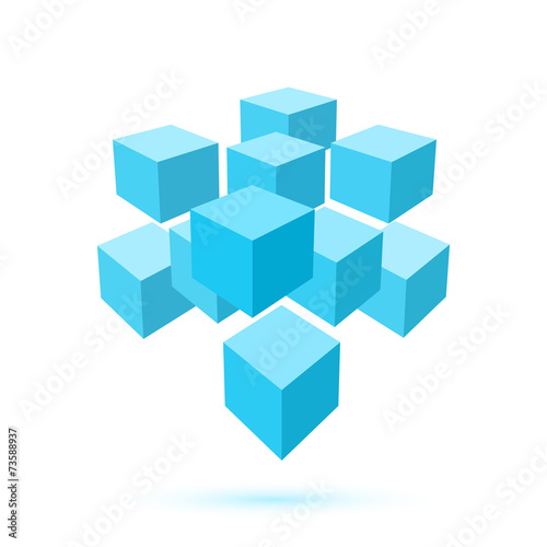 Blue cube icon. Logo template