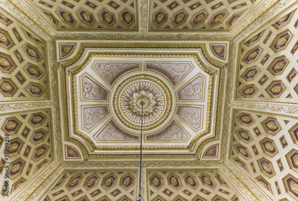 Beautiful ceiling inside the rooms of Reggia di Caserta