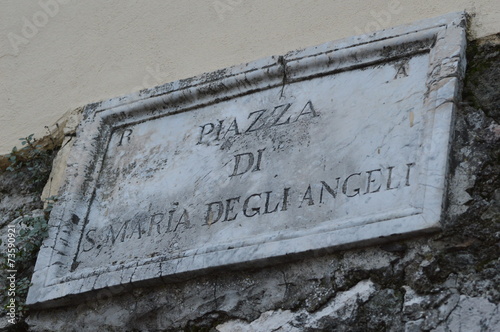 Piazza di S.Maria degli Angeli sign,Palestrina,Lazio,Italy