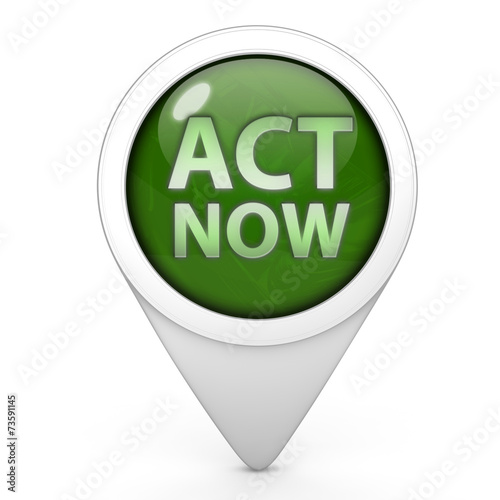 Act now pointer icon on white background