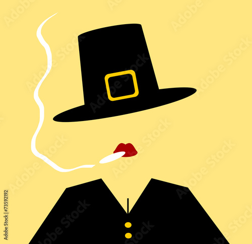 female pilgrim smoking