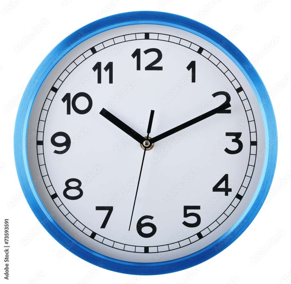 Wall clock isolated on white. Ten past ten.