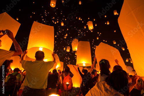 Yi Peng Sky Lantern Loi Krathong Traditional Festival