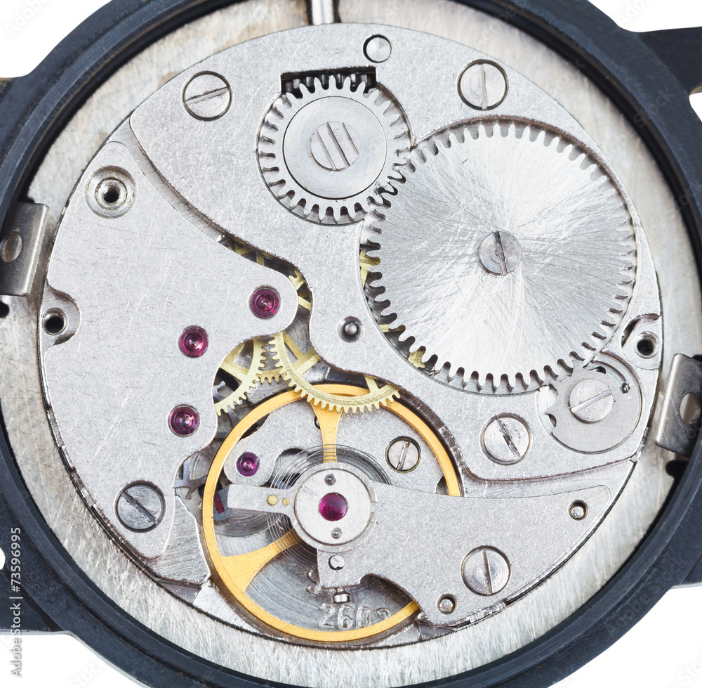 round mechanic movement of old watch